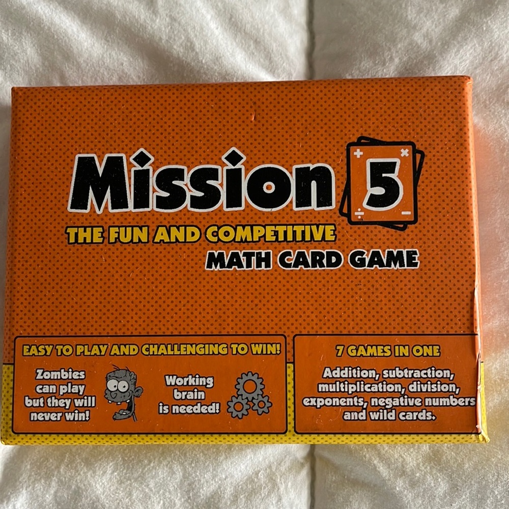 Mission five math card game